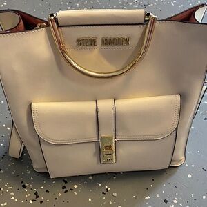 Steve Madden Beige Tote with Gold Handles